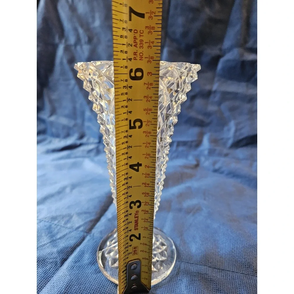 Vintage 6 Inch American Brilliant Heavy Cut Glass Vase Cut Crystal EUC